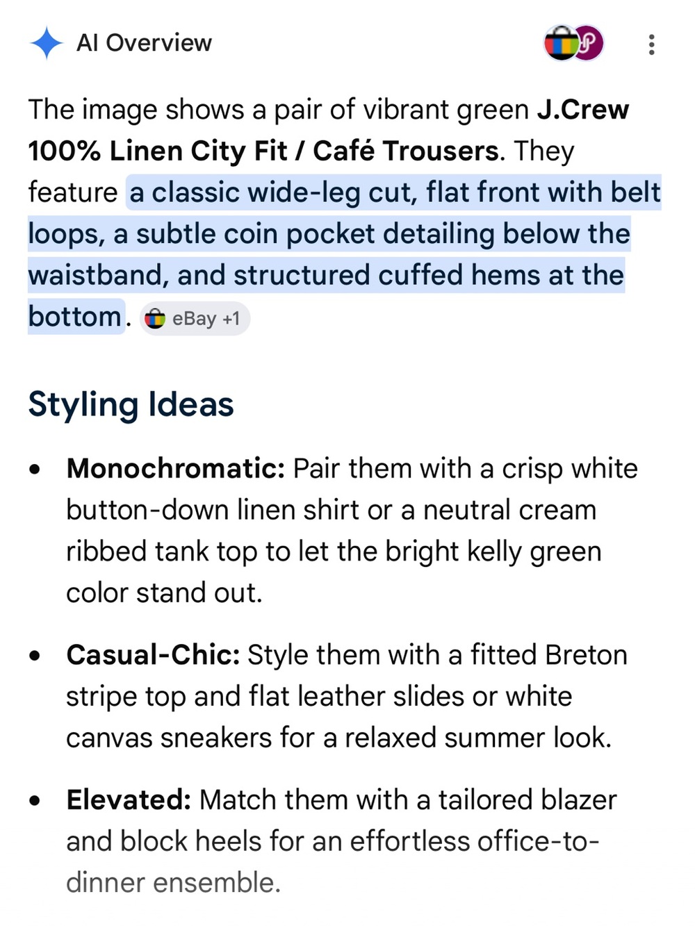 J. Crew Kelly Green 100% Linen City Fit / Café Trousers. - Picture 7 of 9